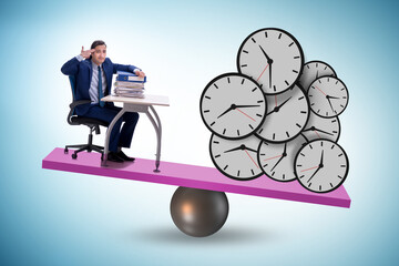 Businessman in deadline and time pressure concept