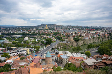 Upper Betlemi Church and the magnificent view of Tbilisi city from the cable car( Kartlis Deda...