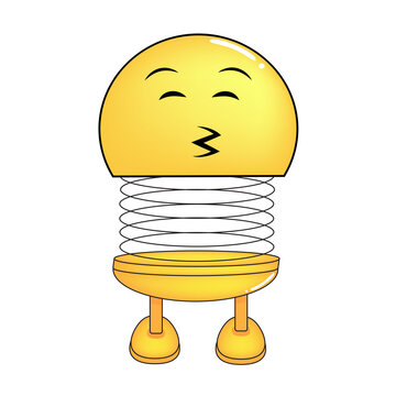 Vector illustration of spiral emoticon with body and legs. Kissing spiral Emoji cartoon. Cute emoticon, child icon.