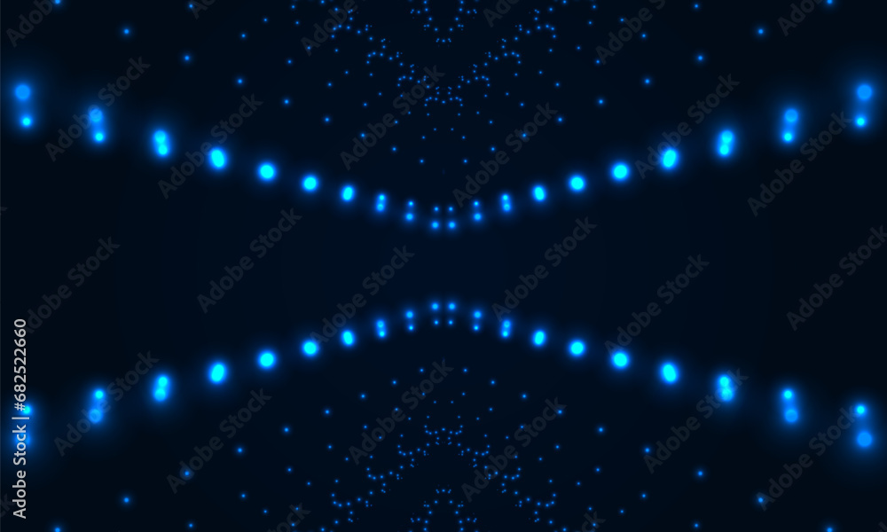 Aufkleber Digital abstract vector technology particle wave in dark blue background. Hi tech particles wire network concept. Futuristic technology science background. Vector illustration