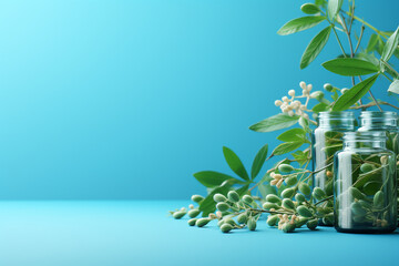 Fototapeta na wymiar herbal natural tablets in a jar. ai generative