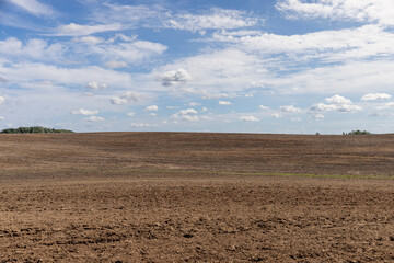 the soil plowed in the field during the preparation of the field