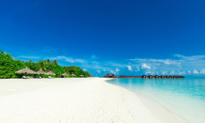 Beautiful tropical Maldives island with beach