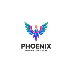 Vector Logo Illustration Phoenix Gradient Colorful Style
