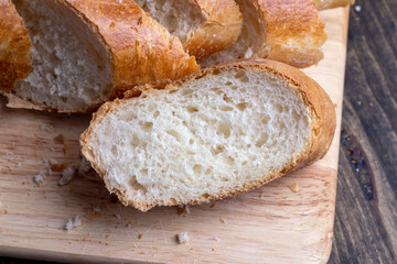 Sliced wheat bread into pieces