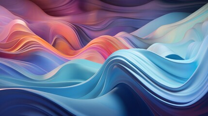 Layers of translucent, colorful waves undulating in a 3D space
