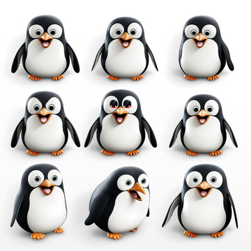 3D model of a penguin with white background
