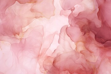 Fototapeta premium Abstract sweet pink liquid watercolor background with golden lines. Pastel marble alcohol ink drawing