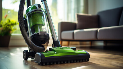 a modern vacuum cleaner cleans the house. ai generative - obrazy, fototapety, plakaty