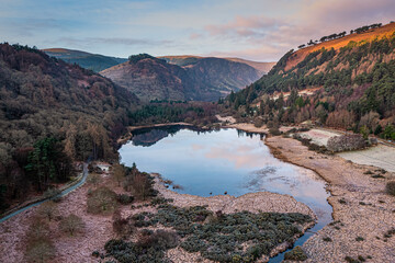 Fototapeta premium Early Morning at the Glendalough Valley, Wicklow Mountains, Ireland 