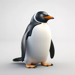 Obraz premium 3D model of a penguin with white background