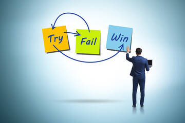 Business concept of try fail win