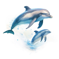 Obraz premium dolphin gliding on white background
