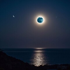moon over sea