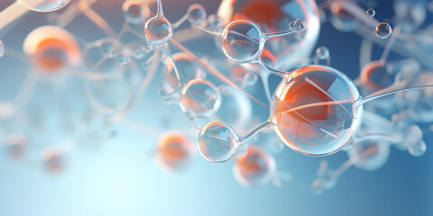 bubbles and molecules cosmetic background. ai generative