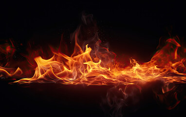Magical Flames on Black Background - Enchanting Firelight for Captivating Designs