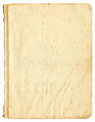 Vergilbte Seite aus altem Papier mit runden Ecken - stockfleckig
