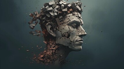 The conceptual breaking of a man. - obrazy, fototapety, plakaty