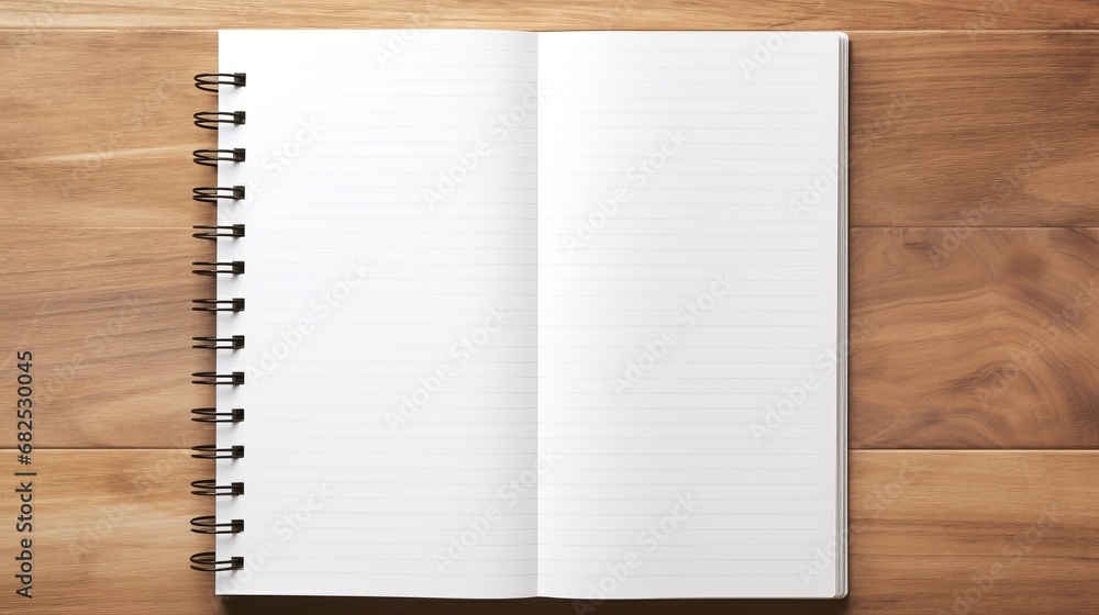 Poster an open empty notebook with blank lined pages ai generated illustration