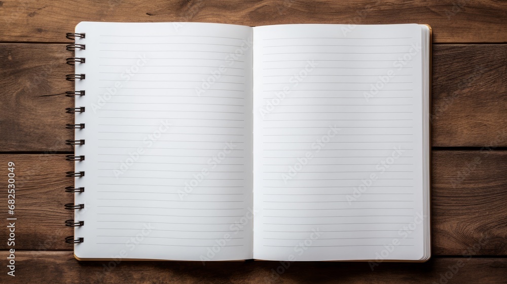 Poster an open empty notebook with blank lined pages ai generated illustration
