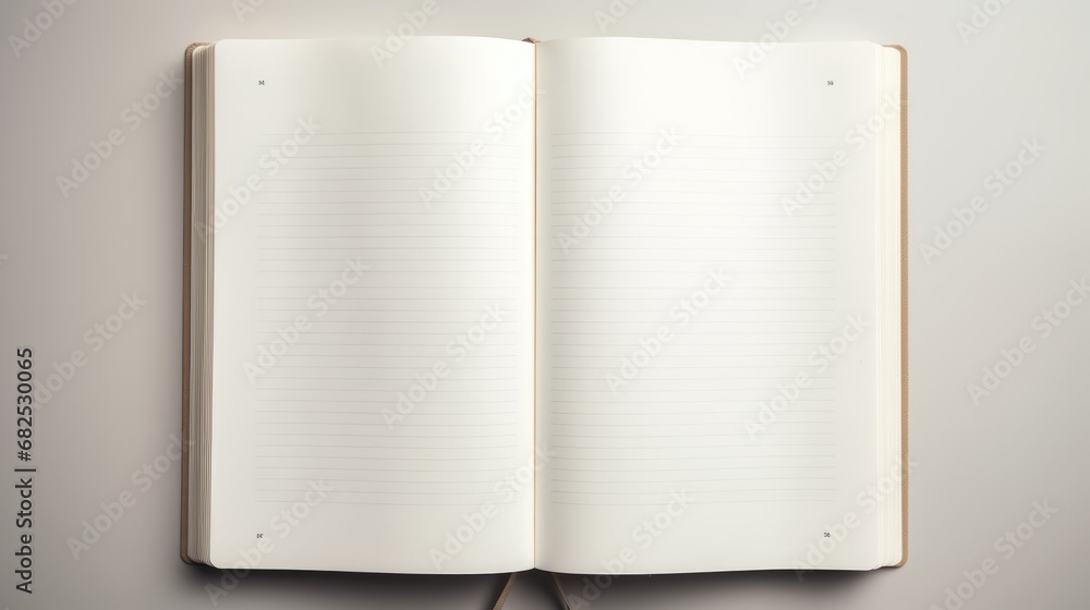 Poster an open empty notebook with blank lined pages ai generated illustration
