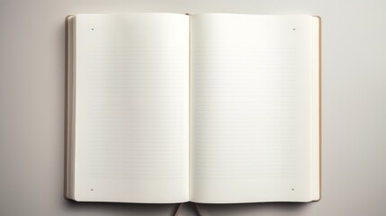 An open empty notebook with blank lined pages  AI generated illustration