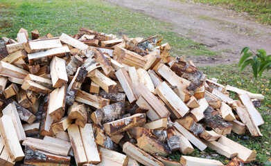 Log fire wood from birch-tree.