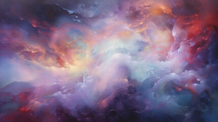 Nebulous clouds of iridescent particles swirling in a dynamic, ever-changing abstract cosmic symphony.