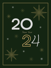 Fototapeta na wymiar Template 2024 year. Festive design for postcard, banner, calendar. Christmas minimalist concept. Vector illustration.