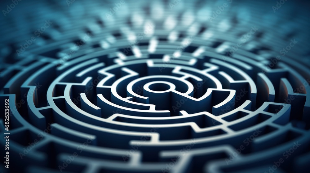 Poster a 3d image of a maze with many different paths, ai