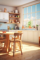 Fototapeta premium Bright modern kitchen scene with no items or furniture AI generated illustration