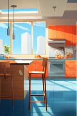 Bright modern kitchen scene with no items or furniture  AI generated illustration