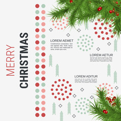 Fototapeta na wymiar Merry Christmas and Happy New Year minimalistic style vector background. Flat design illustration with winter style elements