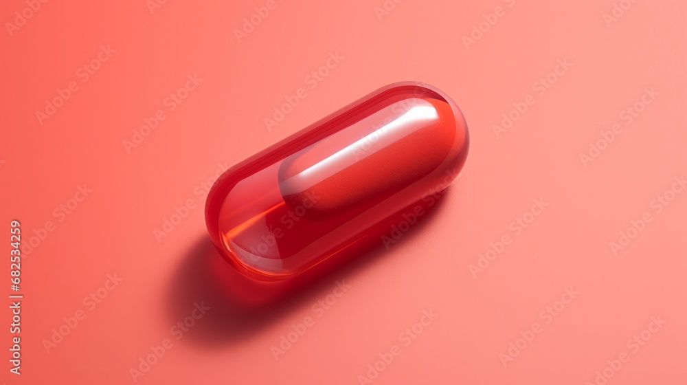 Poster close-up of a supplement capsule with a single-color backdrop ai generated illustration