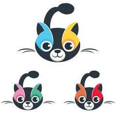 cute color full cat logo design ideas