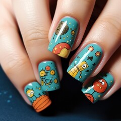  Nail design with baby pattern.content for beauty salons and bloggers on social networks