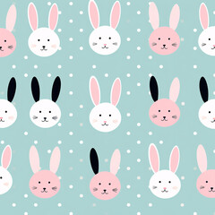 Easter pattern, figures decorations with floral elements with eggs and decorative Easter bunnies.