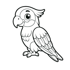 Friendly parrot birds, rainforest bird zoo themed, coloring book page, coloring book, outline, SVG vector art, isolated on a white background © photowarehouse