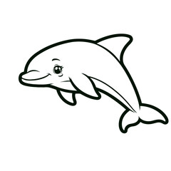 Obraz premium Dolphin, ocean sea zoo theme, coloring book page, coloring book, outline, SVG vector art, isolated on a white background