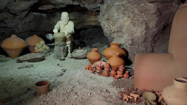Archaeological excavations in the underground caves. Archeology. Trypil culture