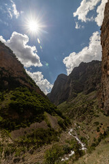 The gorge of the  Jylgy su river in Kabardino-Balkaria. Nature of the North Caucasus. jylgy su