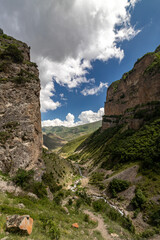 The gorge of the  Jylgy su river in Kabardino-Balkaria. Nature of the North Caucasus. jylgy su