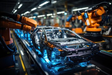 Robotic arms in the automobile assembly line