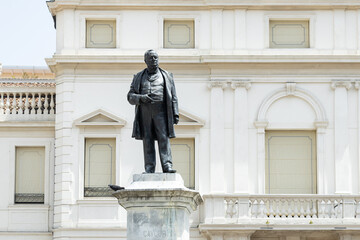 Statue of Camillo Benso, Conte di Cavour at Cavour Square in Padua city center; Veneto, Italy