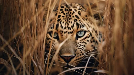 Deurstickers leopard hidden predator photography grass national geographic style 35mm documentary wallpaper © Wiktoria