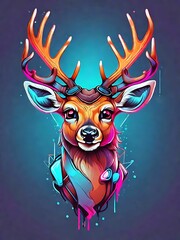 Deer head with antlers. Vector illustration on dark background, deer illustration, cute deer illustration, deer vector, deer wallpaper, deer head vector, deer low poly, deer icon, vector deer, deer