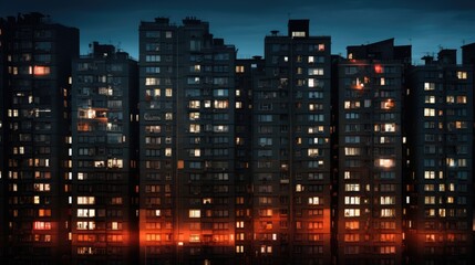 Fototapeta na wymiar gloomy soviet buildings Russia depressive comfort wallpaper smartphone photo facade night lights