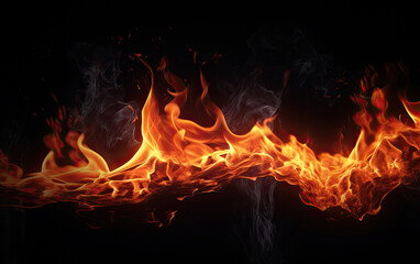 Fototapeta premium Magical Flames on Black Background - Enchanting Firelight for Captivating Designs