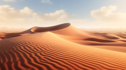 Fototapeta na wymiar Desert sand ripples shaped by the breeze, resembling a tranquil sea.