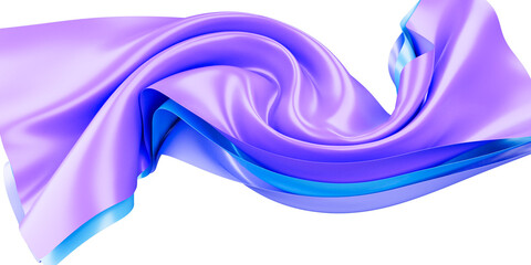 silk fabric design element, 3d render layered cloth flying in the wind.Waving satin cloth isolated on transparent PNG background 
